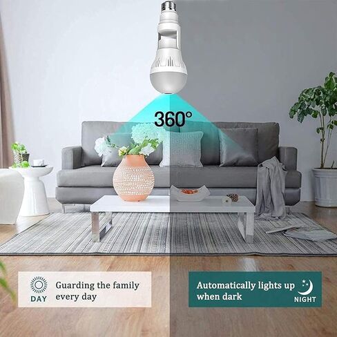 كاميرا Nexete، كاميرا HD1080P بمصباح كهربائي 360 درجة كاميرا بانورامية 2.4 جيجا هرتز، كاميرا أمان واي فاي، كاميرا IP LED لاسلكية منزلية للرؤية الليلية/التنبيه/كشف الحركة in Kuwait