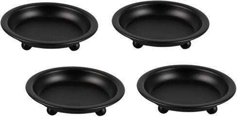 RANNYOZIO 4 Pcs Candle Plate Matte Black Candle Holder Candle Dish Decorative Candle Stand for Pillar Flameless Candles Party Table Centerpiece in Kuwait