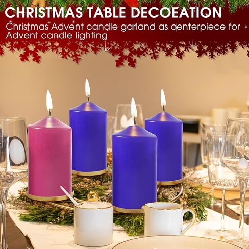 2 Pcs Christmas Advent Candle Wreath Ring Metal Candle Holder for Pillar Advent Candles Gold Candle Sticks Rustic Candlesticks Holders for Christmas Season Table Centerpiece Decorations Home in Saudi Arabia