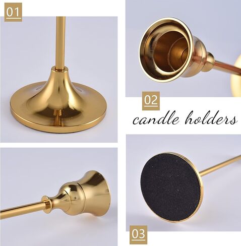 Candlestick Holders Taper Candle Holders, Brass Gold Candlestick Holder Set Candle Stick Holders kit Decorative Candlestick Stand for Wedding Party Dinning in Saudi Arabia