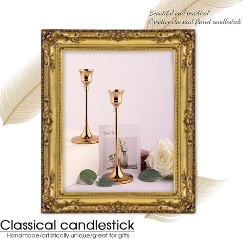 Candlestick Holders Taper Candle Holders, Brass Gold Candlestick Holder Set Candle Stick Holders kit Decorative Candlestick Stand for Wedding Party Dinning in Saudi Arabia