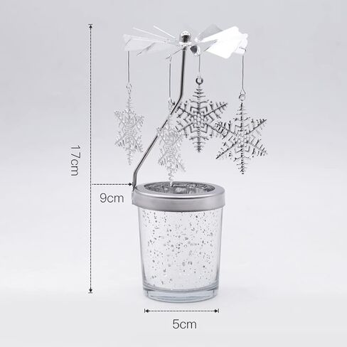 Mecela Spinning Candle Holder with Cup, Silver Rotating Candlestick Set for Romantic Wedding, Christmas Party, Home Table Decorations, Favor Gift (Snowflake) in Kuwait
