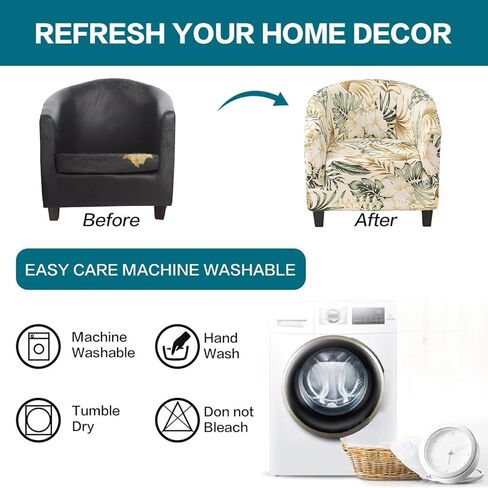 KRFOONN Club Chair Slipcover Stretch Jacquard Tub Chair Slipcover Removable Armchair Sofa Covers Spandex Barrel Chair Cover Furniture Protector Arm Chair Cover with Elastic Bottom for Living Room, T1 in Kuwait