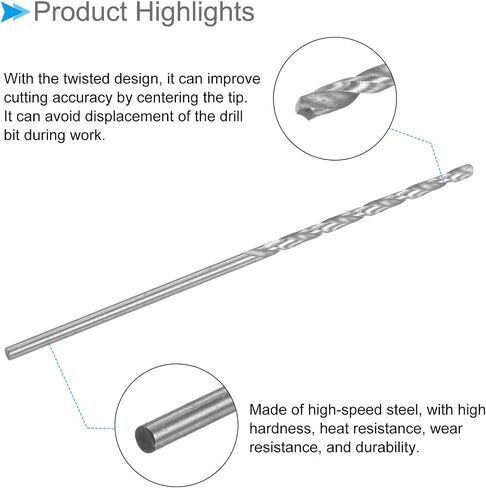 CoCud Micro Drill Bits, 1.25mm Drill Diameter 46mm Total Length, 6542 High Speed Steel Fully Ground Twist Drill Bit - (Applications: for Copper Metal Wood), 10-Pieces in Saudi Arabia