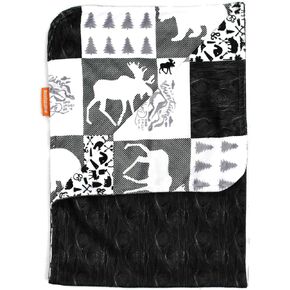 Dear Baby Gear Bears Deluxe Baby Blanket - Reversible Minky, Milestone & Newborn Gifts for Girls and Boys - Bear with Fish - Reversible with Bears, Fish, Fires on White - 40" x 30" in Kuwait
