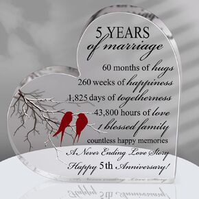 25th Years of Marriage Gift Wedding Anniversary Heart Marriage Keepsake Decoration Gift for Couple Parent Women Mom Husband Wife