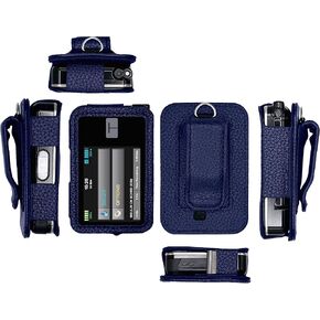 Premium Fitted Leather Case with Screen Protector & Belt Clip (Neck Lanyard) for Tandem Diabetes Care Insulin Pump T:slim X2 (All models) (Vertical-B1-DBlue) in Saudi Arabia