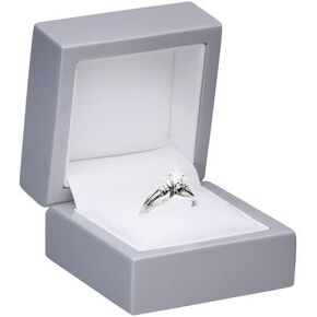 Allure - Large T-Bar Style Wooden Earring Box - Black Wood Jewelry Gift box, With High Polish Lacquered Gloss Finish And Cream Colored Leather Interior, For Unique Proposal, Engagement Or Wedding. in Kuwait