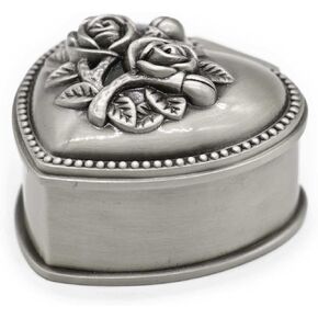 Classic Vintage Heart Shape Metal Jewelry Box Ring Trinket Storage Organizer Chest Christmas Gift, Small