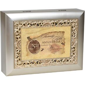Cottage Garden 25th Anniversary Silvertone Gold Inlay Jewelry Music Box Plays Unchained Melody in Saudi Arabia