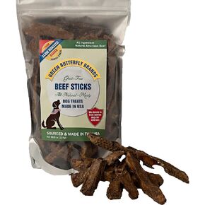 Green Butterfly Brands Meaty Beef Sticks – Human Grade, Grain Free, All Natural Beef Dog Treats Made in USA – Premium Slow Roasted American Beef – Grass Fed, Farm Raised – Crunchy Training Treat 8 Oz in Kuwait