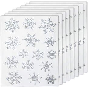 Lainrrew 120 Pcs Christmas Snowflake Window Clings, Glitter Silver Snowflake Window Decals Xmas Snowflake Window Stickers Winter Decorations for Christmas New Year Party in Kuwait
