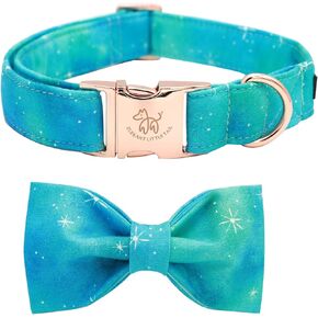 Elegant little tail Pink Floral Dog Collar, Girl Dog Collar with Bow Adjustable Soft Bow tie Dog Collars for Medium Dogs