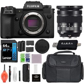 Fujifilm X-H2 Mirrorless Camera with XF16-80mm Lens & Fuji XF 70-300MM f/4.5-5.6 R LM OIS Lens Black with Advanced Accessories Bundle, Delkin 64GB SD Card, Blower, 3-in-1 Card Reader & More | XH2
