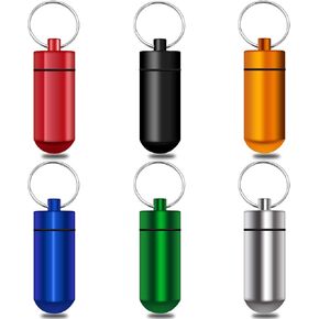 BLMHTWO 6 Pack Keychain Pill Holder Small Pill Box Keychain Portable Waterproof Metal Pill Container Case Holder Organizer Medicine Bottle for Outdoor Camping Travel Pill Keychain in Saudi Arabia
