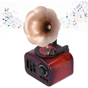 Natudeco Music Box Gramophone Phonographe Gramophone صندوق موسيقى محمول على شكل جراموفون صندوق موسيقى ريترو ستيريو صوت ديكور سطح المكتب هدية للمنزل غرفة المعيشة الممر غرفة النوم in Kuwait