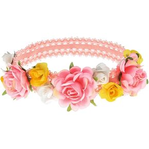 Baby Girls Flower Headband Rose Floral Headpiece for Birthday Festival Photo Prop (Coral)