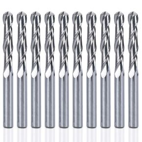 HQMaster End Mill Ball Nose Bits Endmill CNC Router Bits Spiral Cutter Tungsten Steel Upcut Bit 22mm Flute Length, 45mm OAL, Pack of 10