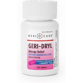 Allergy Relief OTC for Benadryl Ultratabs Diphenhydramine HCL Antihistamine 25mg by Geri-Dryl OTC for Benadryl Ultratabs in Saudi Arabia