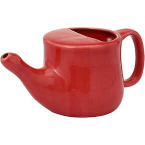 HealthGoodsIn Ceramic Neti Pot, Spill Proof with 5 Sachet Neti Salt - Red Color, Holds 250 ML (8.4 FL Oz) in Kuwait