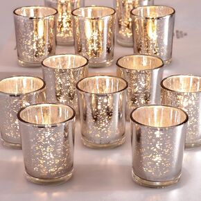 36pcs Gold Votive Candle Holders for Table Centerpiece - Mercury Glass Tealight Candle Holder for Gold Wedding Anniversary Decor, Party Supplies in Saudi Arabia
