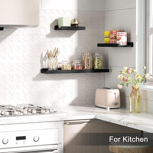 Alsonerbay Black Floating Shelves Wall Mounted Set of 3, 23.6 Inch Rustic Wood Wall Shelves for Storage and Display for Bedroom Living Room Bathroom Kitchen Office and More in Kuwait