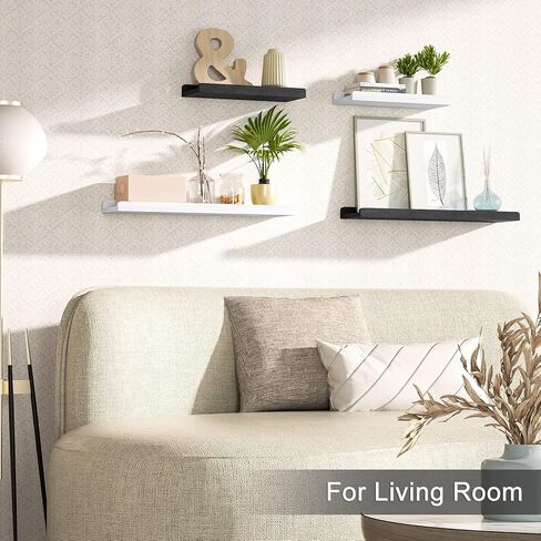 Alsonerbay Black Floating Shelves Wall Mounted Set of 3, 23.6 Inch Rustic Wood Wall Shelves for Storage and Display for Bedroom Living Room Bathroom Kitchen Office and More in Kuwait