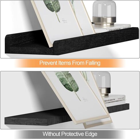 Alsonerbay Black Floating Shelves Wall Mounted Set of 3, 23.6 Inch Rustic Wood Wall Shelves for Storage and Display for Bedroom Living Room Bathroom Kitchen Office and More in Kuwait