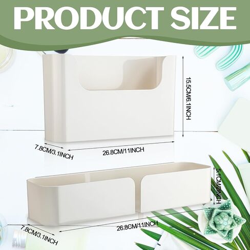 Suzile 2 Pcs Wall Mount Organizer Cabinet Door Storage Stick on Wall Shelf Plastic Floating over Cabinet Storage Bin No Drill Installation Versatile for Home Bathroom Office Kitchen Accessories 2 Size in Saudi Arabia