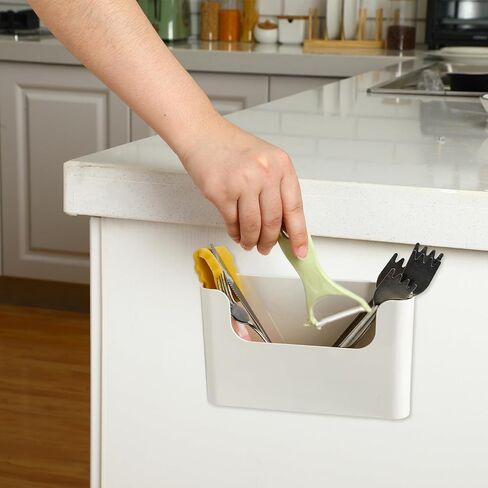 Suzile 2 Pcs Wall Mount Organizer Cabinet Door Storage Stick on Wall Shelf Plastic Floating over Cabinet Storage Bin No Drill Installation Versatile for Home Bathroom Office Kitchen Accessories 2 Size in Saudi Arabia