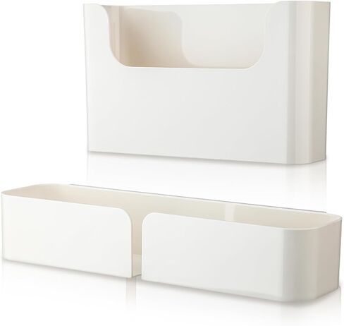 Suzile 2 Pcs Wall Mount Organizer Cabinet Door Storage Stick on Wall Shelf Plastic Floating over Cabinet Storage Bin No Drill Installation Versatile for Home Bathroom Office Kitchen Accessories 2 Size in Saudi Arabia