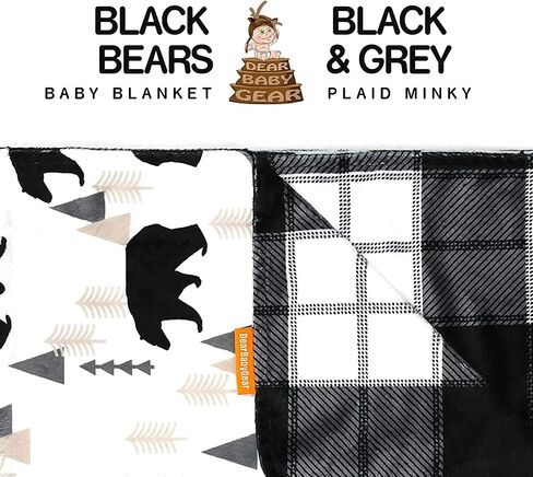 بطانية أطفال فاخرة من Dear Baby Gear Bears - هدايا مينكي ومايلستون وحديثي الولادة للفتيات والفتيان - دب مع سمكة - ذات وجهين مع الدببة والأسماك والنيران على الأبيض - 40 بوصة × 30 بوصة in Kuwait