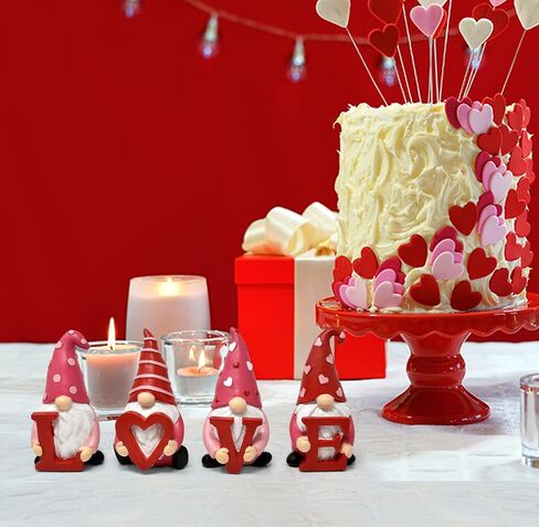 عيد الحب التماثيل تمثال ديكور الطاولة مجموعة من 4 عطلة عيد الحب جنوم النحت الديكور الراتنج الحب التماثيل الزخرفية الجدول المركزية لغرفة الطعام عباءة المنزل لوازم الحفلات ديكور in Saudi Arabia