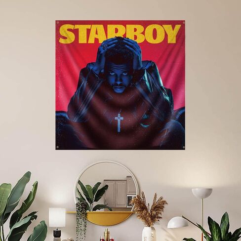 بساط حائط معلق لالبوم الموسيقى الفني ويكند ستاربوي من هوكيدو، مقاس 4 × 4 قدم in Kuwait