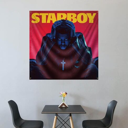 بساط حائط معلق لالبوم الموسيقى الفني ويكند ستاربوي من هوكيدو، مقاس 4 × 4 قدم in Kuwait