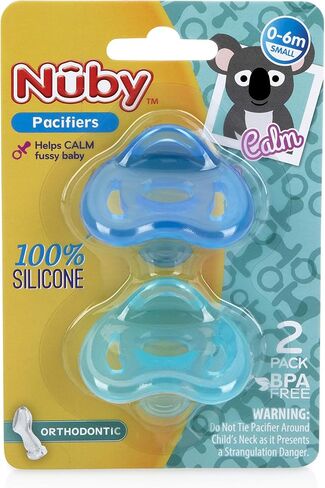 Nuby 100% Silicone Orthodontic Pacifiers 2pk, 6-12 Months in Saudi Arabia