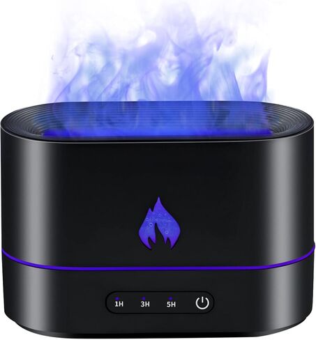 Mcbazel Aroma Flame Diffuser Air Humidifier, 250mL Mist Diffuser Humidifier Essential Oil Diffuser with 3D Flame Light for Spa, Home, Office, Yoga, Bedroom, Gym - Black in Saudi Arabia