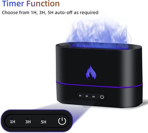 Mcbazel Aroma Flame Diffuser Air Humidifier, 250mL Mist Diffuser Humidifier Essential Oil Diffuser with 3D Flame Light for Spa, Home, Office, Yoga, Bedroom, Gym - Black in Saudi Arabia