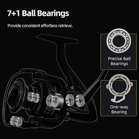 RUNCL بكرة الصيد الدوارة RORAIMA، بكرة الصيد - جسم معدني كامل، 7+1 BB، ألياف الكربون 17.5 رطل أقصى سحب، بكرة جاهزة للتضفير، بكرة مصنوعة باستخدام الحاسب الآلي - بكرة دوارة لصيد الأسماك في المياه العذبة الناعمة للمبتدئين in Kuwait