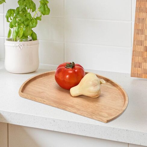 Bloomingville Modern Wood Semi Circle Tray, Natural Cutting Boards, 11" L x 8" W x 1" H in Saudi Arabia