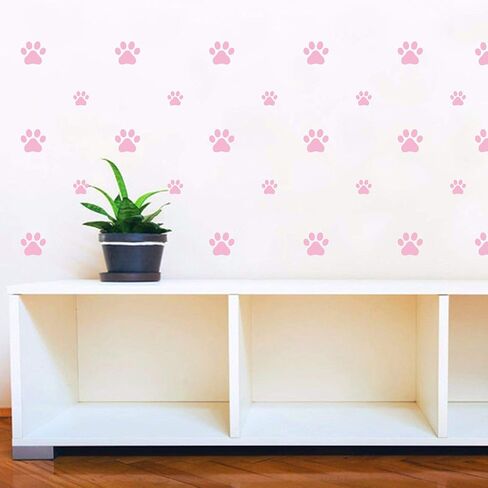 49 Pieces/Set Dog Paws Wall Decals Vinyl Pawprints Sticker Animal Footprint Wall Art Decoration for Kids Boy Girl Baby Nursery Bedroom Living Room Animal Tracks Decor YMX21 (Black) in Saudi Arabia