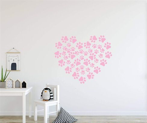 49 Pieces/Set Dog Paws Wall Decals Vinyl Pawprints Sticker Animal Footprint Wall Art Decoration for Kids Boy Girl Baby Nursery Bedroom Living Room Animal Tracks Decor YMX21 (Black) in Saudi Arabia