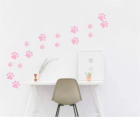 49 Pieces/Set Dog Paws Wall Decals Vinyl Pawprints Sticker Animal Footprint Wall Art Decoration for Kids Boy Girl Baby Nursery Bedroom Living Room Animal Tracks Decor YMX21 (Black) in Saudi Arabia