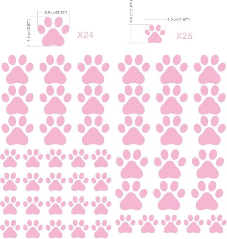 49 Pieces/Set Dog Paws Wall Decals Vinyl Pawprints Sticker Animal Footprint Wall Art Decoration for Kids Boy Girl Baby Nursery Bedroom Living Room Animal Tracks Decor YMX21 (Black) in Saudi Arabia