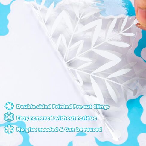 ملصقات نوافذ الكريسماس من OLIKER 260+ قطعة (10 ورقات)، ملصقات نوافذ عيد الميلاد البيضاء المرحة لعيد الميلاد المجيد، ملصقات النوافذ فروزن وينتر وندرلاند in Kuwait