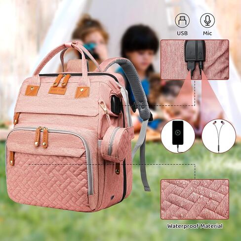 Shengmeister Diaper Bag, Baby Essentials, Multi-functional Large-capacity Diaper Bag Backpack, Best Gift for Newborns with Diaper Changing Station, Travel Essentials Diaper Bag Backpack (Pink) in Saudi Arabia