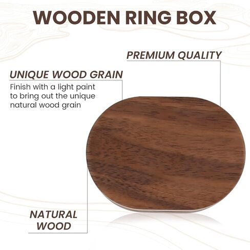 Black Walnut Wood 2 Slot Engagement Ring Gift Box Jewelry Storage Box for Proposal Birthday (Black Inner) in Saudi Arabia