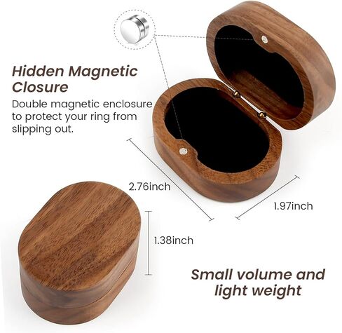 Black Walnut Wood 2 Slot Engagement Ring Gift Box Jewelry Storage Box for Proposal Birthday (Black Inner) in Saudi Arabia