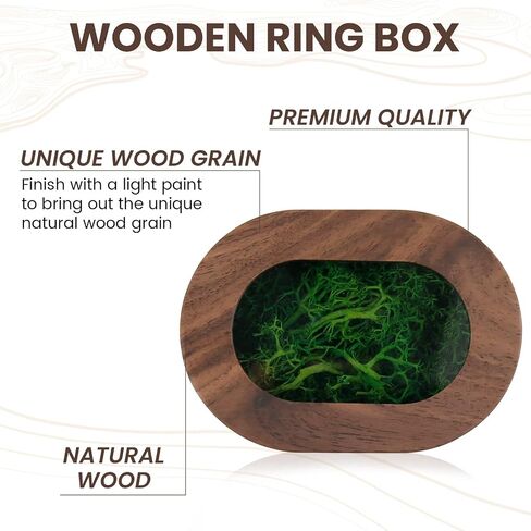 Black Walnut Wood 2 Slot Engagement Ring Gift Box Jewelry Storage Box for Proposal Birthday (Black Inner) in Saudi Arabia