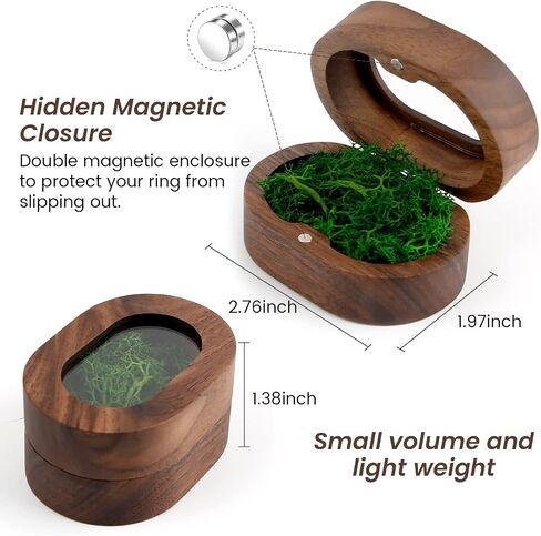 Black Walnut Wood 2 Slot Engagement Ring Gift Box Jewelry Storage Box for Proposal Birthday (Black Inner) in Saudi Arabia